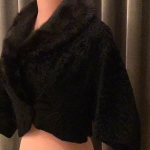 Vintage Persian Lamb Shrug with genuine Mink Collar